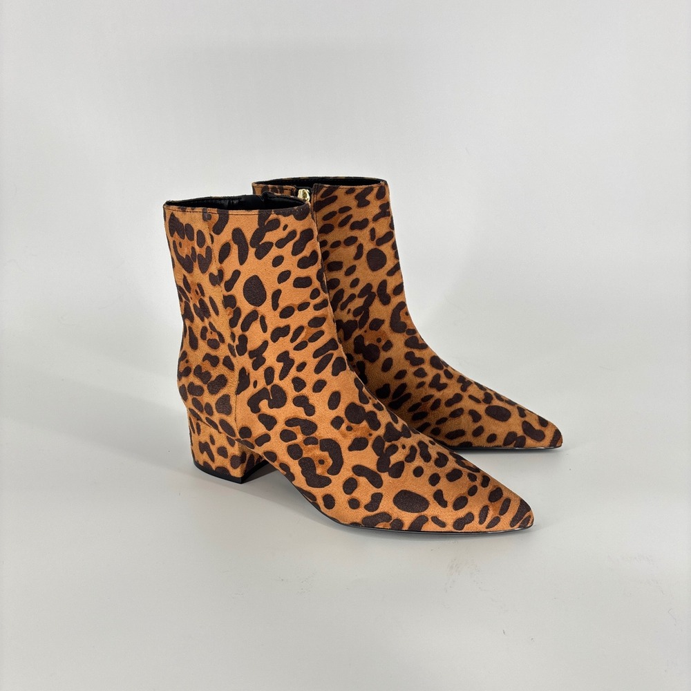 Marc Fisher Gismo Ankle Bootie Leopard Women Size 6.5 Pointed Toe Block Heel
